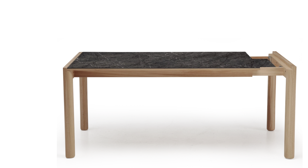 Table extensible 8 à 12 personnes en chêne et céramique allonges céramique bois teinte naturelle et céramique effet marbre gris 160x100 cm Table extensible 8 à 12 personnes en chêne et céramique allonges céramique bois teinte naturelle et céramique effet marbre gris 160x100 cm