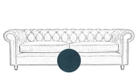 Canapé Chesterfield cuir 3 places bleu accoudoirs cloutés Canapé Chesterfield cuir 3 places bleu accoudoirs cloutés
