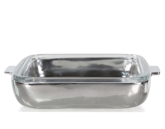 Square cast aluminium and pyrex baking dish