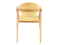 Chaise design avec accoudoirs bois teinte naturelle et tissu jaune Chaise design avec accoudoirs bois teinte naturelle et tissu jaune