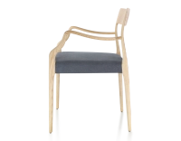 Chaise scandinave avec accoudoirs bois teinte naturelle assise tissu gris Chaise scandinave avec accoudoirs bois teinte naturelle assise tissu gris