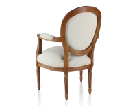 Fauteuil ancien style Louis XVI bois teinte ancienne et tissu beige naturel Fauteuil ancien style Louis XVI bois teinte ancienne et tissu beige naturel