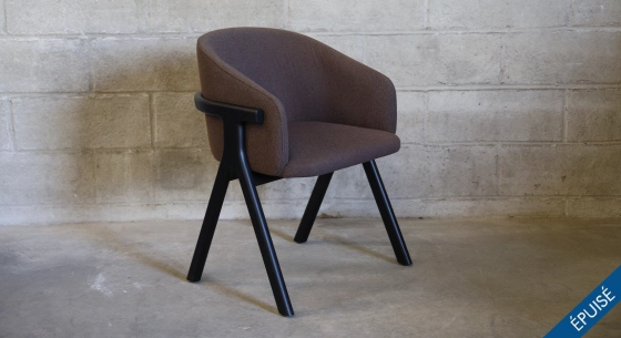 Oak chair design wood stained in xxxxx, seat upholstered in xxxxxx.