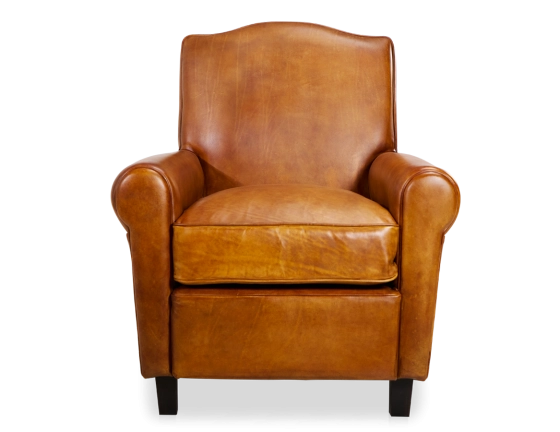 Fauteuil club cuir cognac