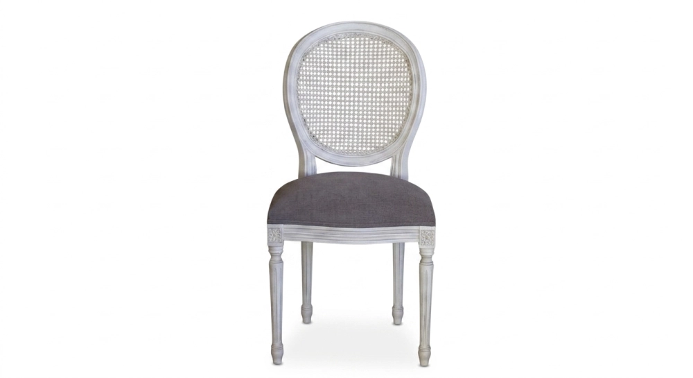 Louis XVI style antique chair wood antique stain and navy blue fabric