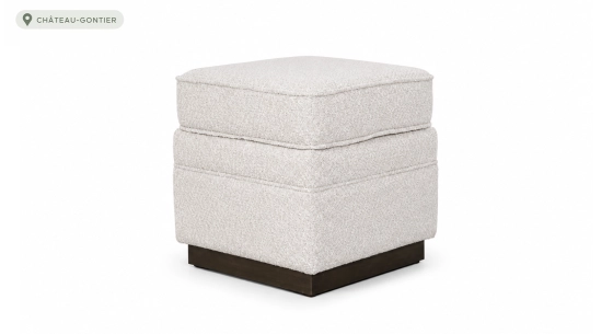 Pouf tissu bouclé blanc