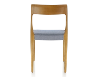 Scandinavian chair cherry-stained wood, blue chevron fabric seat Scandinavian chair cherry-stained wood, blue chevron fabric seat