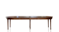 Table ronde Louis XVI extensible 4 à 14 personnes bois teinte ancienne avec 5 allonges 110x120cm Table ronde Louis XVI extensible 4 à 14 personnes bois teinte ancienne avec 5 allonges 110x120cm