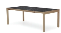 Extending table for 8 to 12 people in oak and ceramic with ceramic extensions natural wood finish and grey marble-effect ceramic 160x100 cm Extending table for 8 to 12 people in oak and ceramic with ceramic extensions natural wood finish and grey marble-effect ceramic 160x100 cm