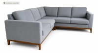 Canapé d'angle 5 places tissu gris clair (2G - A - 2D)