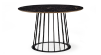 Round dining table in oak and ceramic. black metal base and black marble-effect ceramic top m2 120x120 Round dining table in oak and ceramic. black metal base and black marble-effect ceramic top m2 120x120