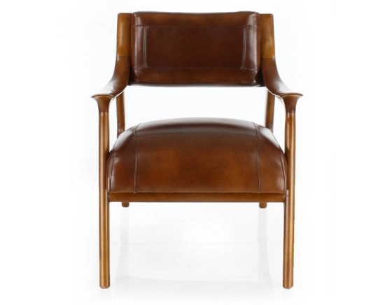 Fauteuil scandinave cuir marron vintage