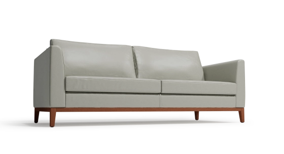 3-seater sofa design pearl grey leather