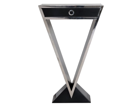 Art Deco console table with single drawer black lacquered wood