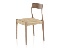 Chaise scandinave bois teinte noyer assise corde Chaise scandinave bois teinte noyer assise corde