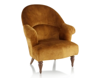 Fauteuil crapaud avec accoudoirs pieds bois teinte noyer et tissu velours bronze moyen dossier Fauteuil crapaud avec accoudoirs pieds bois teinte noyer et tissu velours bronze moyen dossier