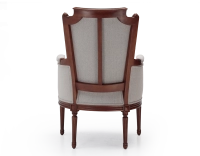 Louis XVI style bergère armchair wood antique stain and natural beige fabric Louis XVI style bergère armchair wood antique stain and natural beige fabric