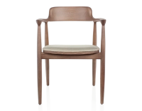 Scandinavian chair wood stained walnut seat beige chevron fabric Scandinavian chair wood stained walnut seat beige chevron fabric