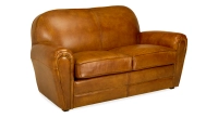 Canapé club cuir 2 places cognac accoudoirs passepoil Canapé club cuir 2 places cognac accoudoirs passepoil