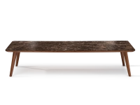 Table basse rectangulaire F7 en noyer et céramique bois teinte naturelle et céramique effet marbre brun 140x80x30 cm Table basse rectangulaire F7 en noyer et céramique bois teinte naturelle et céramique effet marbre brun 140x80x30 cm