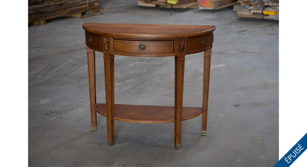Console ancienne demi-lune style directoire bois teinte ancienne finition antiquaire poussée Console ancienne demi-lune style directoire bois teinte ancienne finition antiquaire poussée