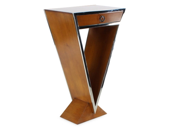 Art Deco console table with single drawer cherry-stained wood