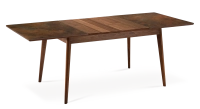 Table extensible 6 à 8 personnes en noyer et céramique allonges bois avec bois teinte naturelle et plateau céramique brun oxydé