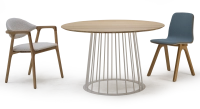 Round dining table in oak and metal black metal base and natural wood top finish 120x120 Round dining table in oak and metal black metal base and natural wood top finish 120x120