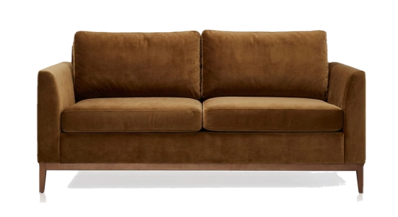 Canapé design 2,5 places tissu velours bronze