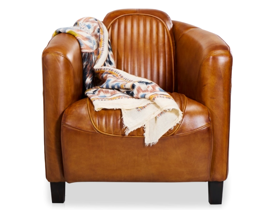 Fauteuil club cuir cognac