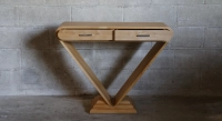 Consola art déco de dos cajones madera en tinte natural