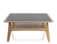 Table basse carrée en chêne et céramique avec bois teinte naturelle plateau céramique effet ardoise 100x100 cm Table basse carrée en chêne et céramique avec bois teinte naturelle plateau céramique effet ardoise 100x100 cm