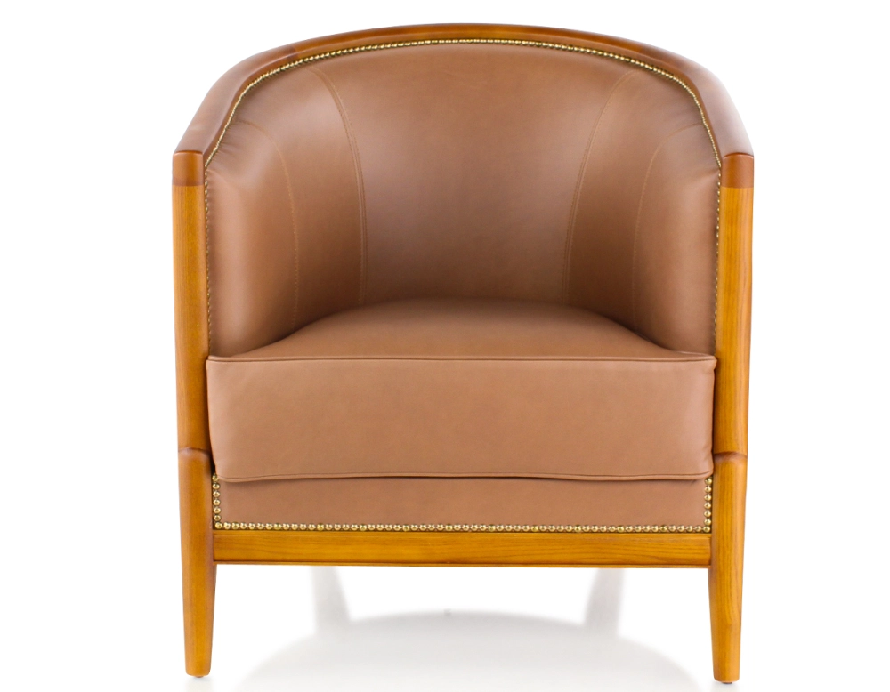 Antique armchair Cherry tint and hazelnut leather