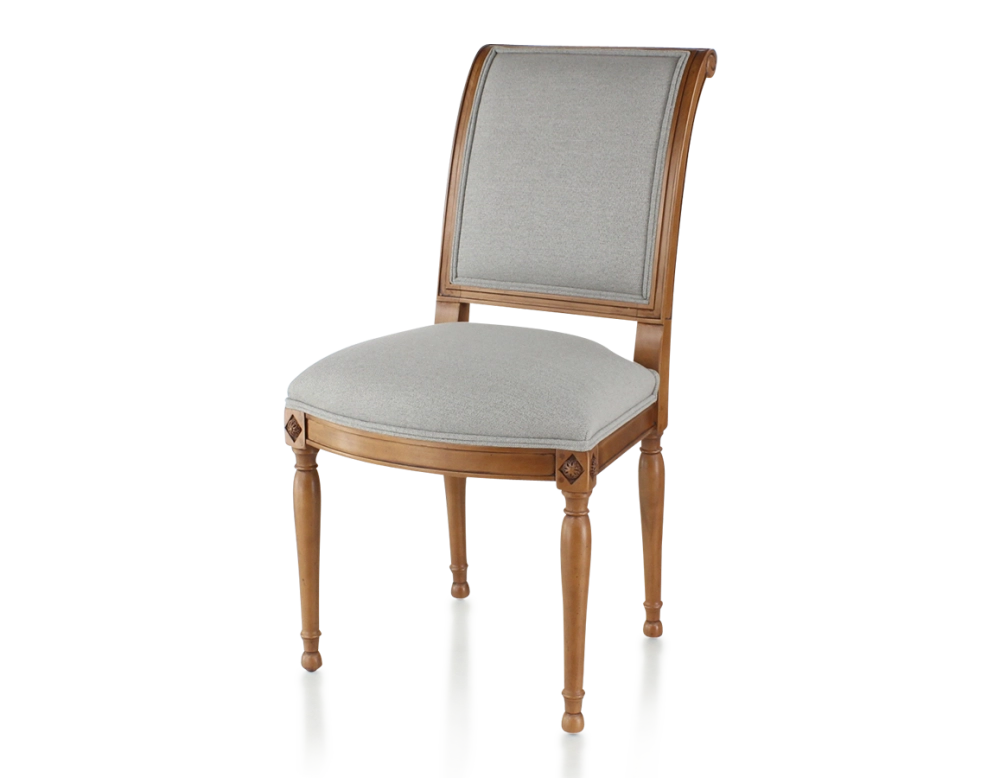 Chaise ancienne style directoire bois teinte ancienne et tissu gris clair Chaise ancienne style directoire bois teinte ancienne et tissu gris clair