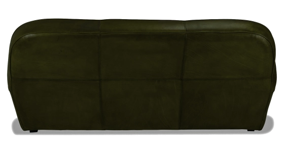 Canapé club cuir 3 places vert olive accoudoirs passepoil
