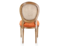 Chaise ancienne style Louis XVI bois teinte ancienne dossier canné assise tissu velours terracotta Chaise ancienne style Louis XVI bois teinte ancienne dossier canné assise tissu velours terracotta
