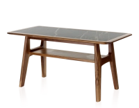 Table basse rectangulaire en noyer et céramique bois teinte naturelle plateau céramique effet marbre noir 100x50 cm Table basse rectangulaire en noyer et céramique bois teinte naturelle plateau céramique effet marbre noir 100x50 cm