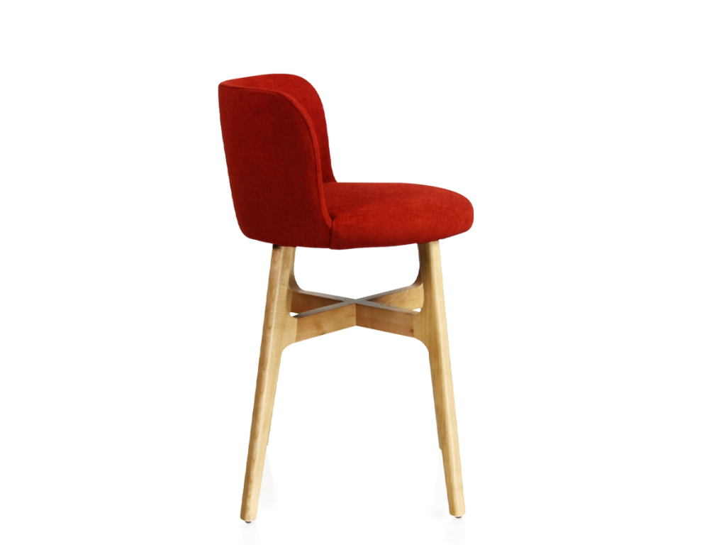 Tabouret de bar h60 cm bois teinte naturelle assise tissu orange brulé Tabouret de bar h60 cm bois teinte naturelle assise tissu orange brulé
