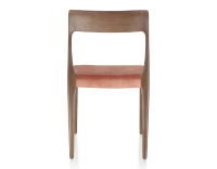 Scandinavian chair wood stained dark brown seat pale pink velvet fabric Scandinavian chair wood stained dark brown seat pale pink velvet fabric