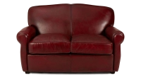 Sofá club de piel de 2 plazas rojo carmín