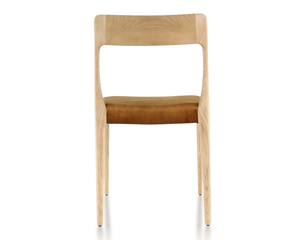 Chaise scandinave bois teinte naturelle assise tissu velours bronze Chaise scandinave bois teinte naturelle assise tissu velours bronze