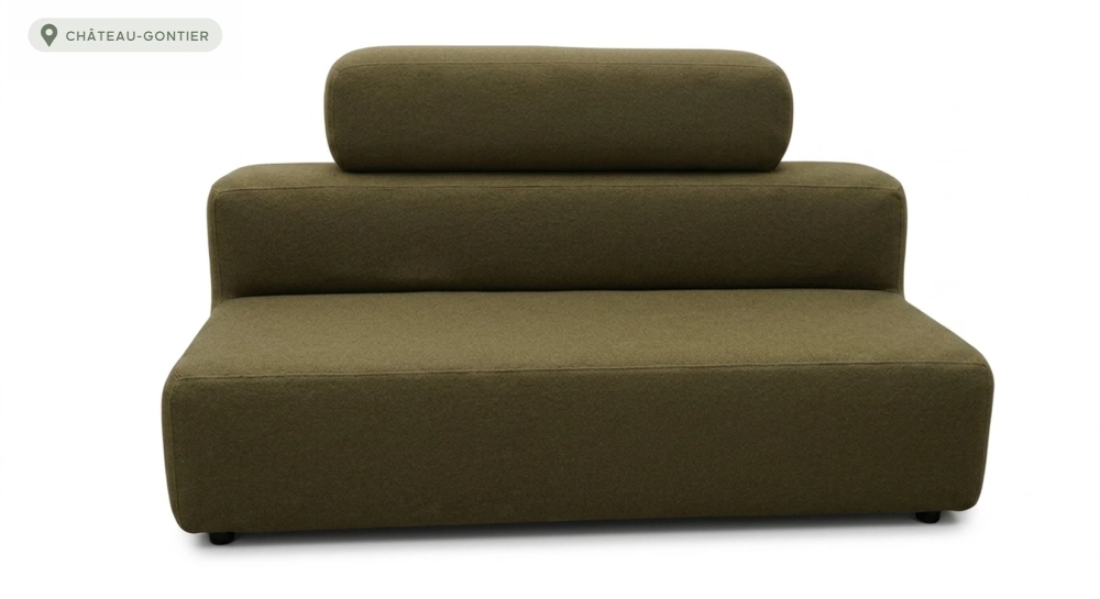 Antique 3 seater sofa tissu en laine bouillie marron