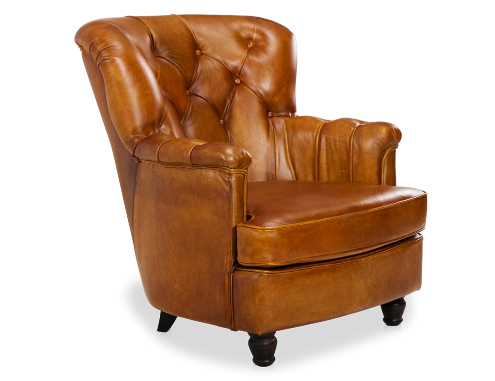 Fauteuil Chesterfield cuir cognac moyen dossier Fauteuil Chesterfield cuir cognac moyen dossier