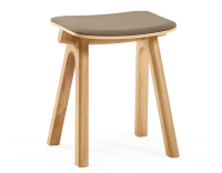 Tabouret en chêne tapissé H45 cm bois teinte naturelle assise tissu taupe