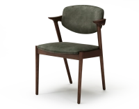 Scandinavian chair dark brown stained wood with forest green velvet seat. Scandinavian chair dark brown stained wood with forest green velvet seat.