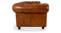 Canapé Chesterfield cuir 3 places marron clair accoudoirs cloutés Canapé Chesterfield cuir 3 places marron clair accoudoirs cloutés