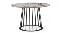 Round dining table in oak and ceramic. black metal base and white marble-effect ceramic top m3 120x120 Round dining table in oak and ceramic. black metal base and white marble-effect ceramic top m3 120x120