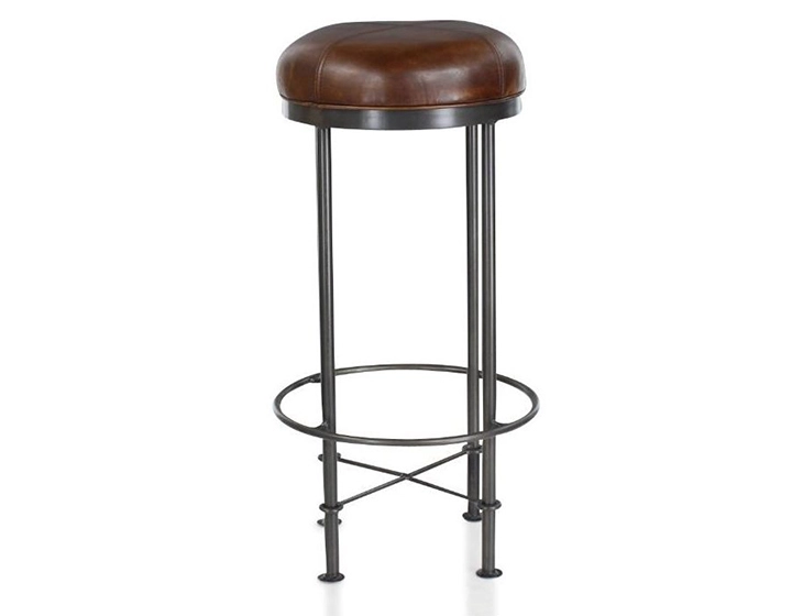 Tabouret de bar vintage cuir marron soutenu Tabouret de bar vintage cuir marron soutenu