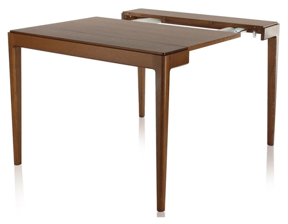 Extendable oak console table with 2 extension leaves dark brown tint 100x50 cm