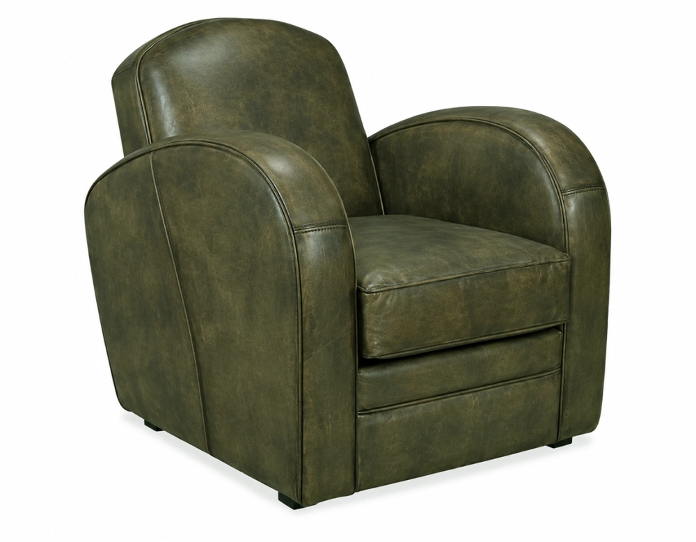 Fauteuil club cuir vert olive